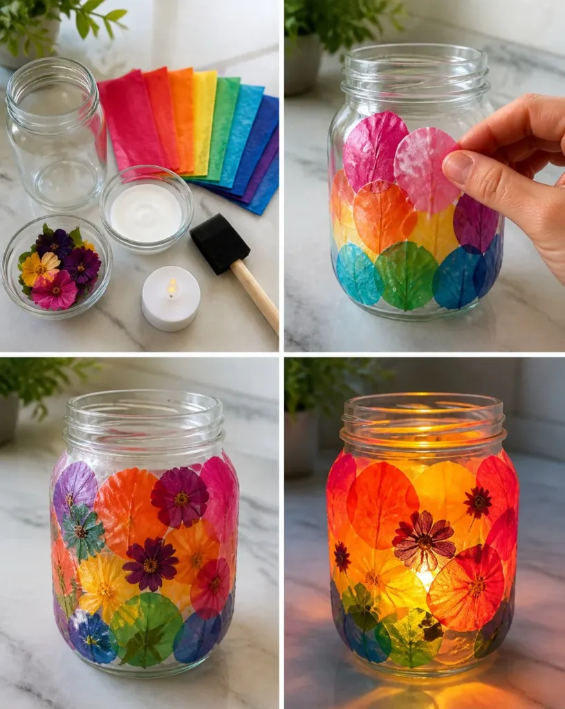 Colorful rainbow tissue paper flower lanterns for vibrant party decor