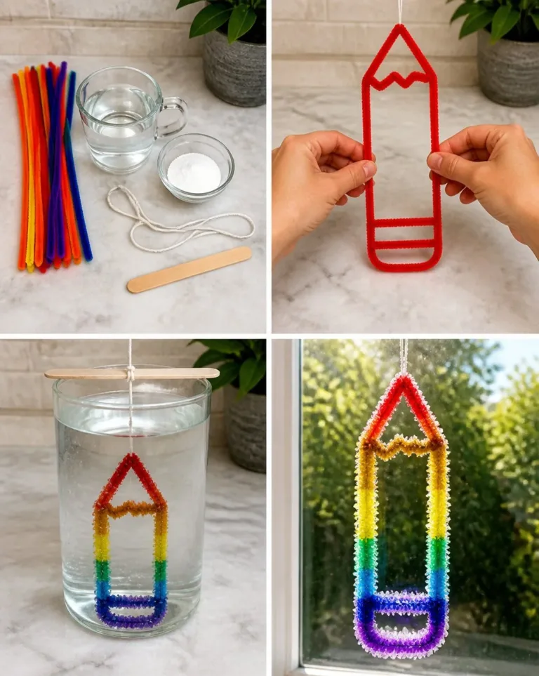 DIY Rainbow Crystal Forest made from baking soda