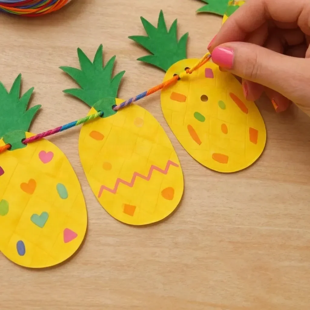Colorful DIY Rainbow Pineapple Garland for summer party decoration
