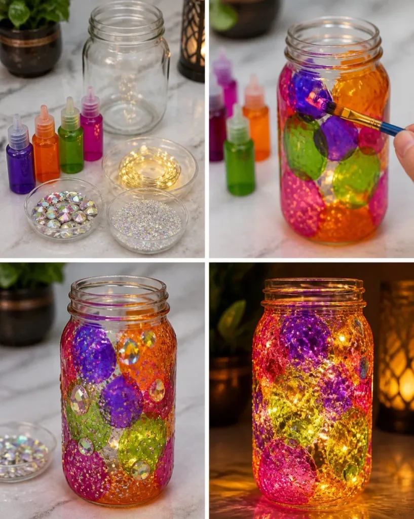 Glowing Rainbow Potion in a crystal jar, showcasing vibrant colors.