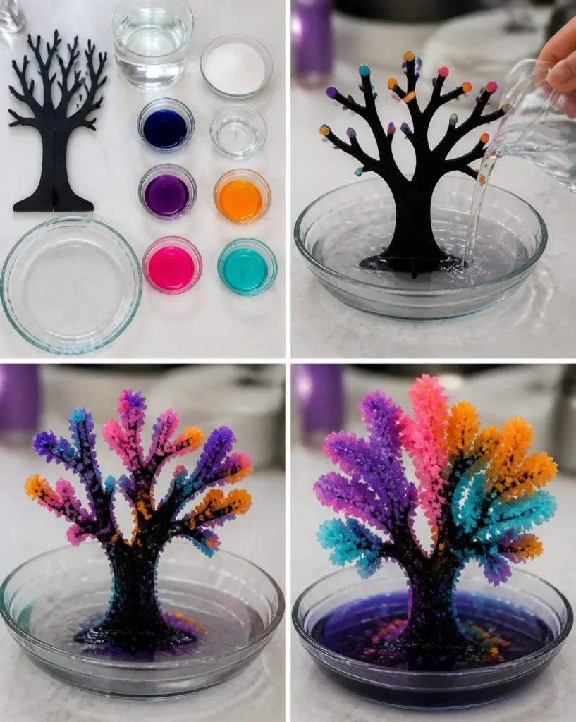 Haunted Rainbow Crystal Tree showcasing its vibrant colors and eerie presence.