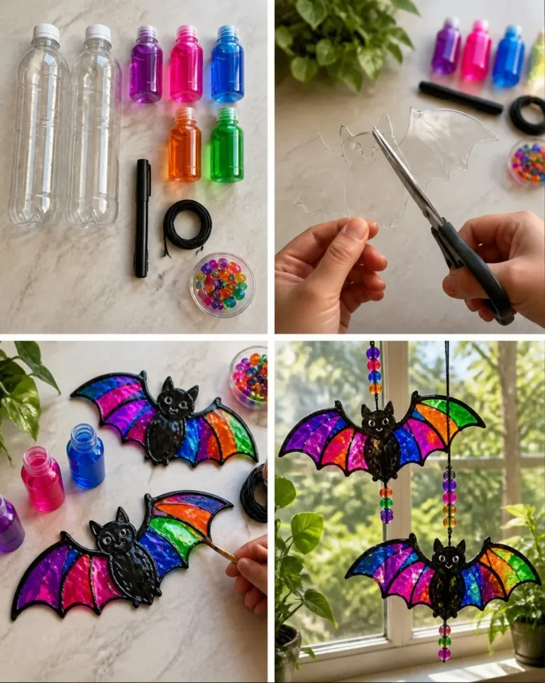 Home 34 Colorful Rainbow Bat Suncatchers crafted from recycled bottles