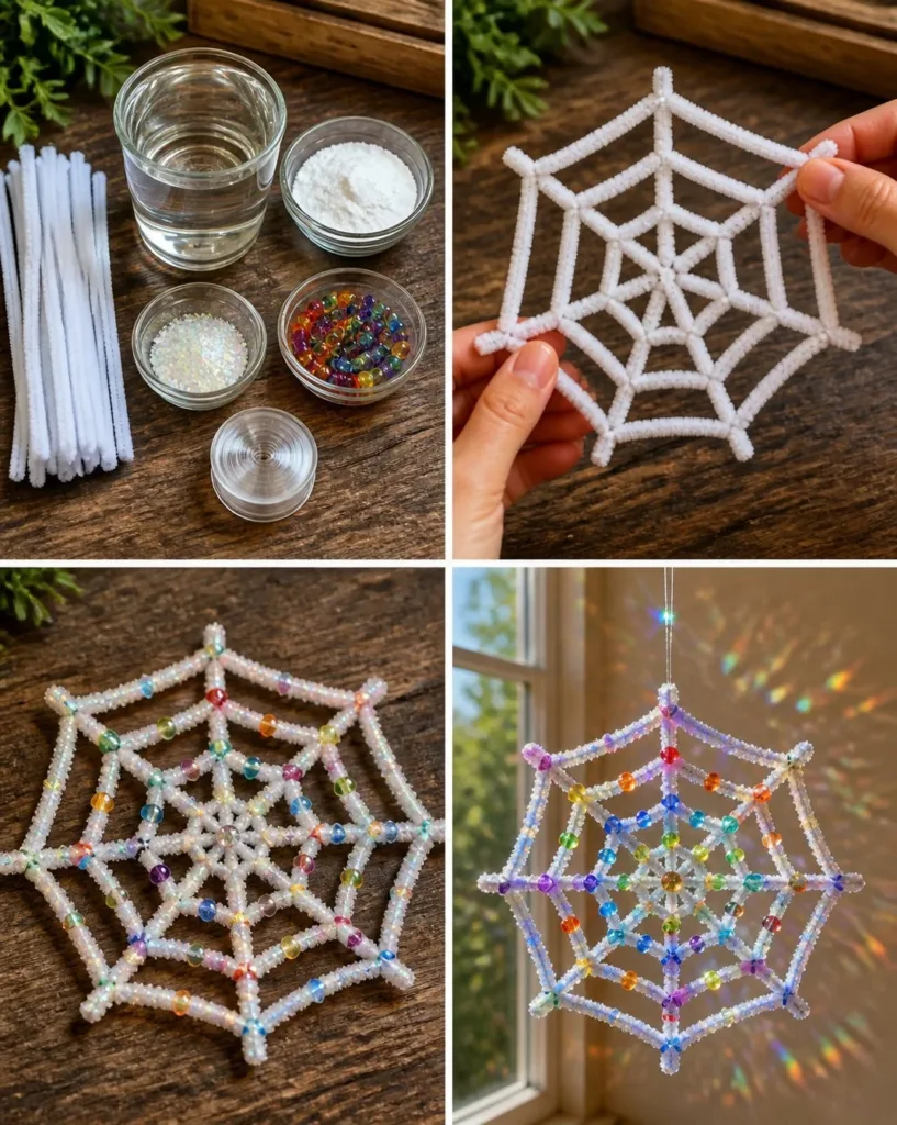 Vibrant Rainbow Crystal Forest dessert made with baking soda