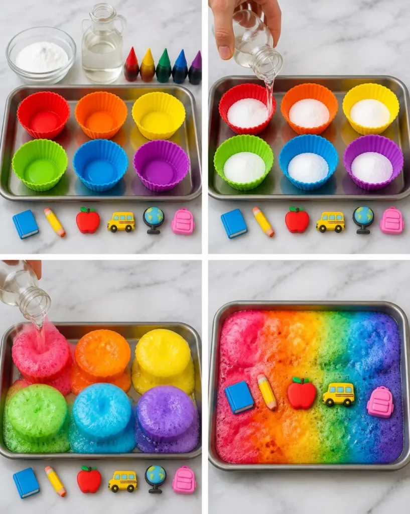 Colorful Rainbow Volcano Erasers for kids, perfect for school and art projects.
