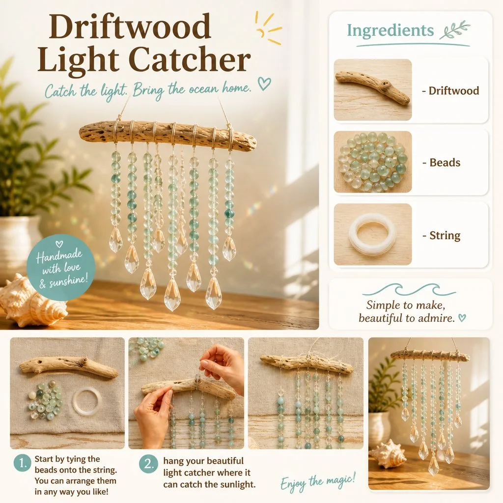 Coastal Driftwood Light Pendant - Handcrafted Wall Decor