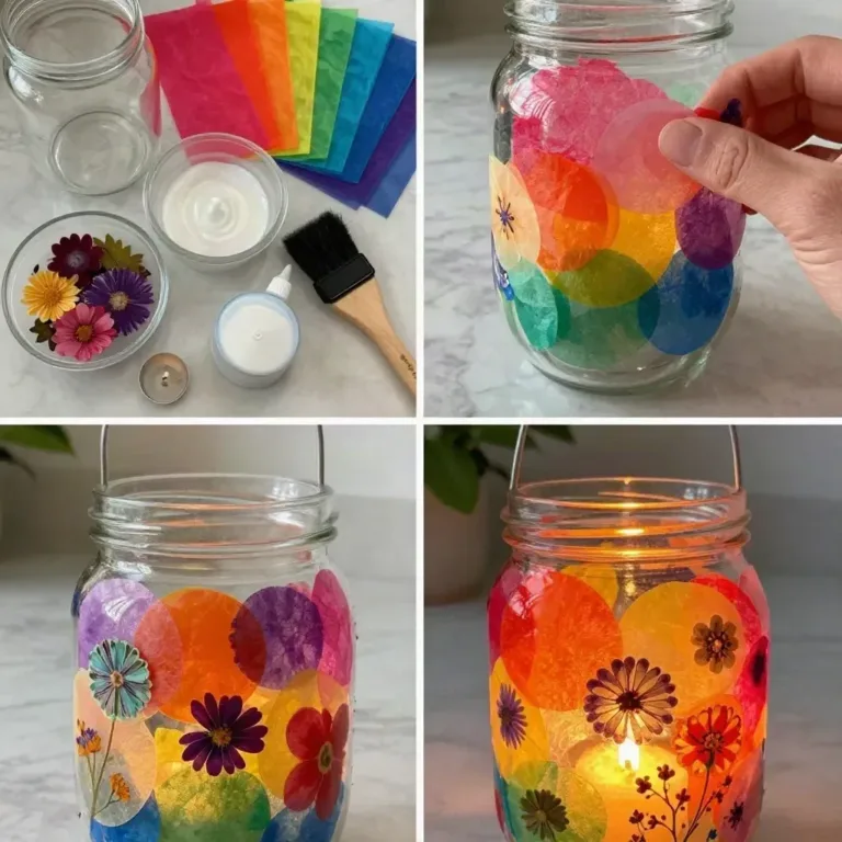 Colorful DIY tissue paper flower lanterns for vibrant home decor