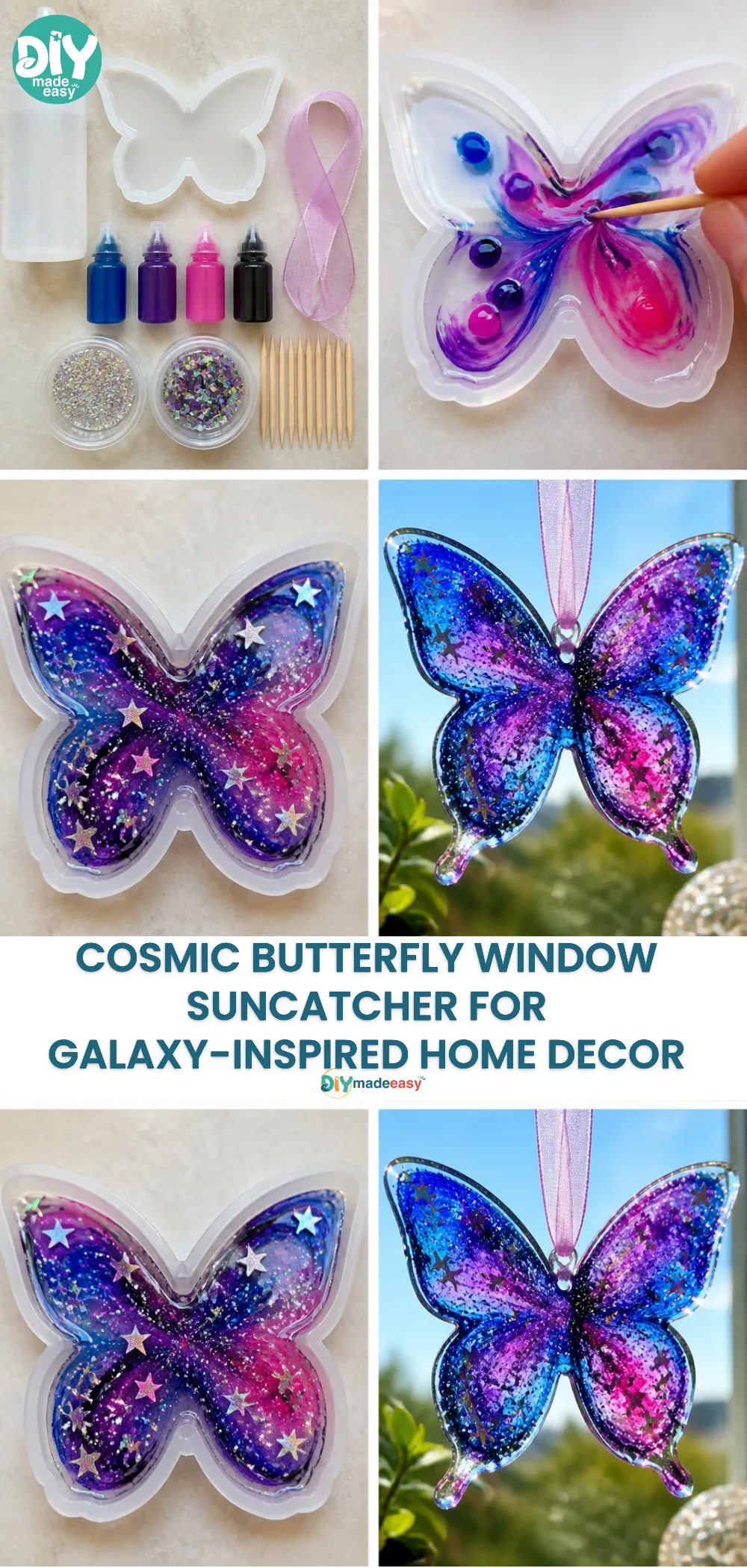 Cosmic Butterfly Window Suncatcher for Galaxy-Inspired Home Decor