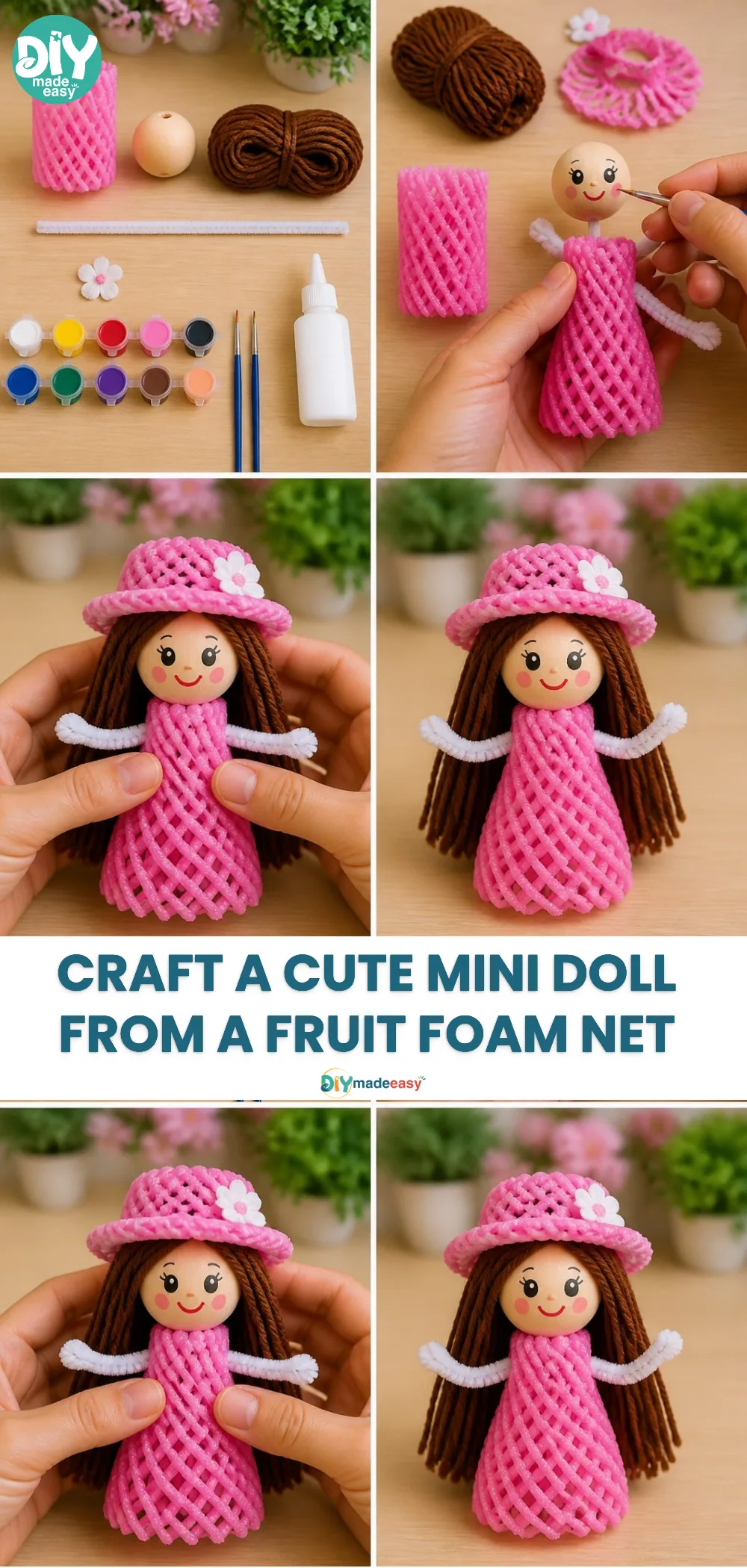 Craft a Cute Mini Doll from a Fruit Foam Net