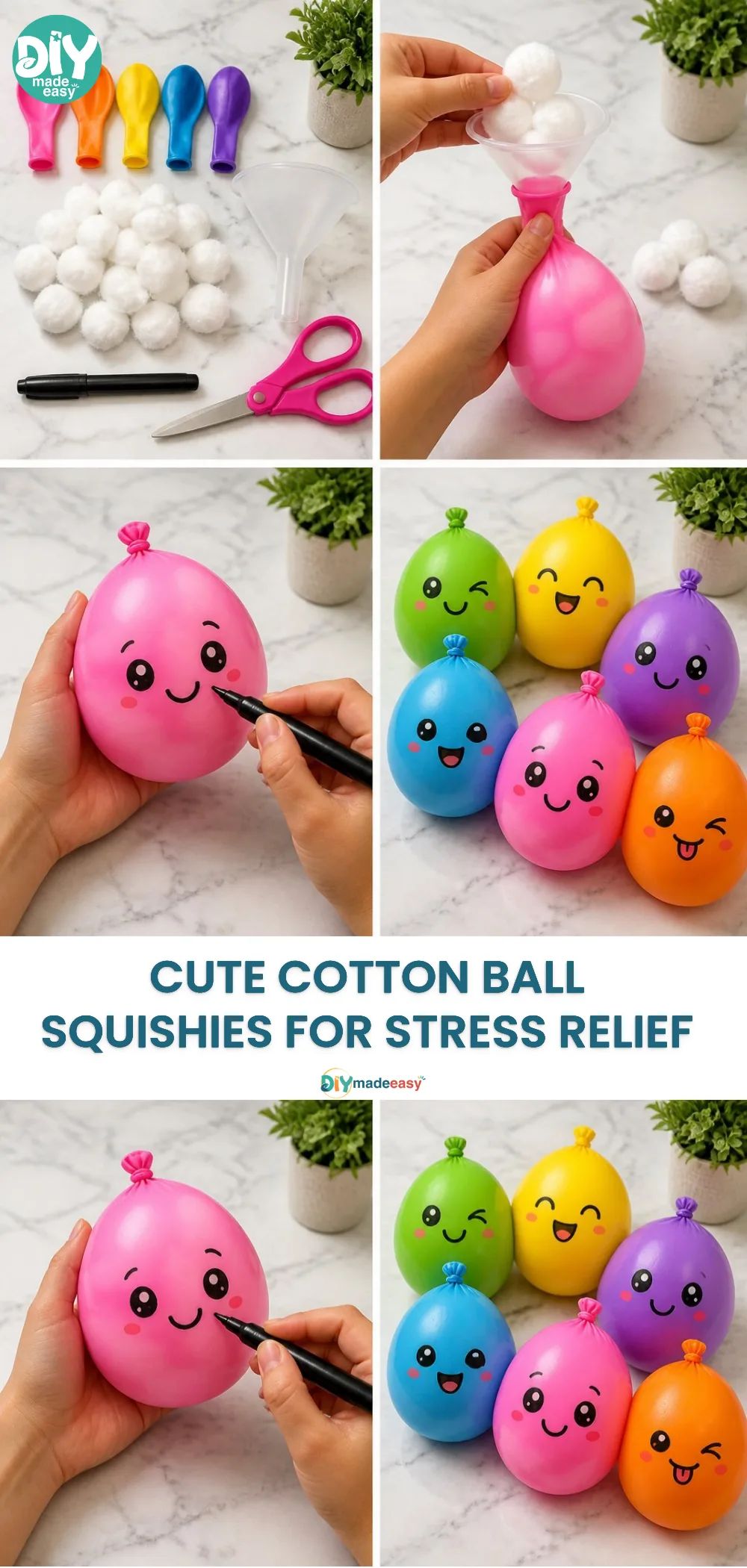 Cute Cotton Ball Squishies for Stress Relief