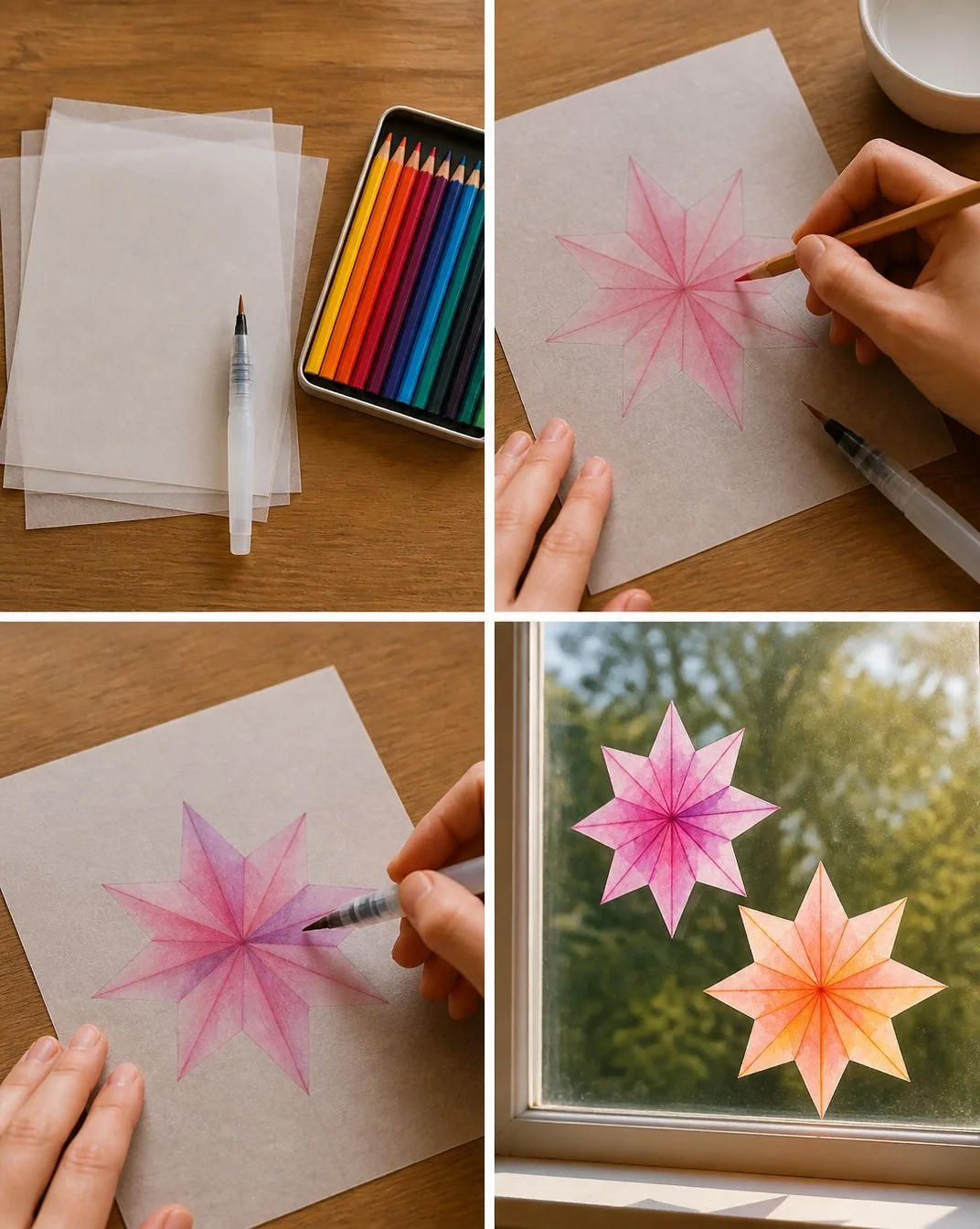 Delicate Glassine Window Stars for Translucent Holiday Decor 3 Translucent Glassine Window Stars