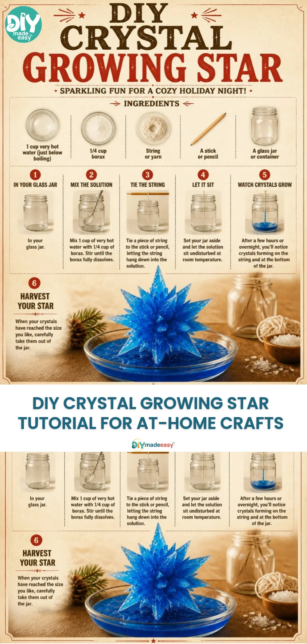 DIY Crystal Growing Star Tutorial for At-Home Crafts