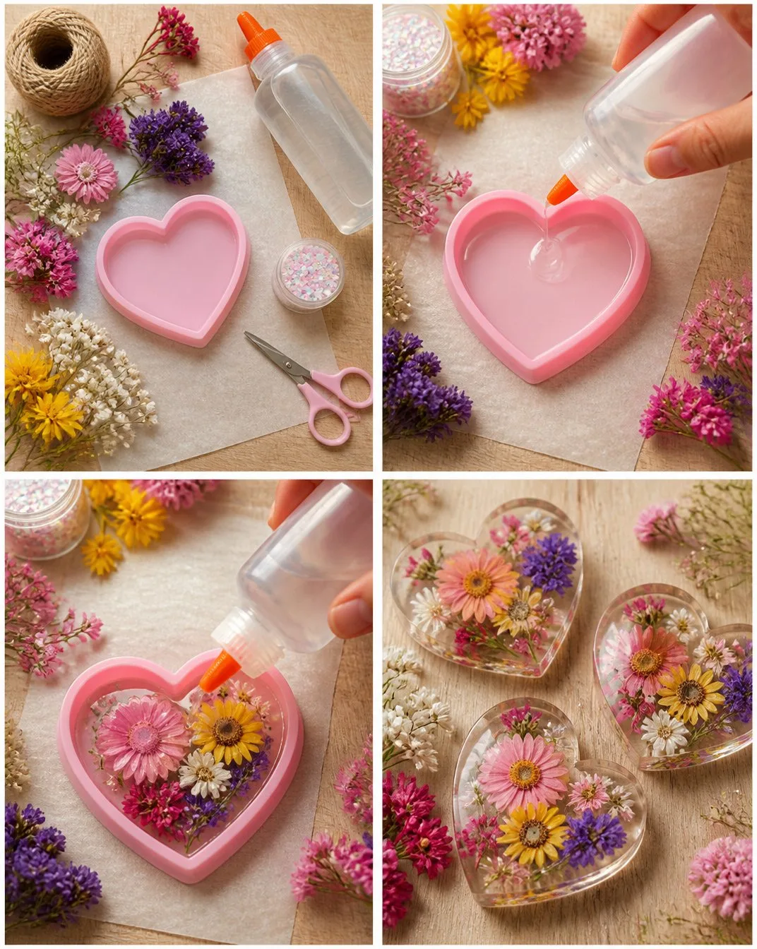 DIY Flower Hearts Craft Using Clear Glue 21 DIY Flower Hearts Craft with Transparent Glue