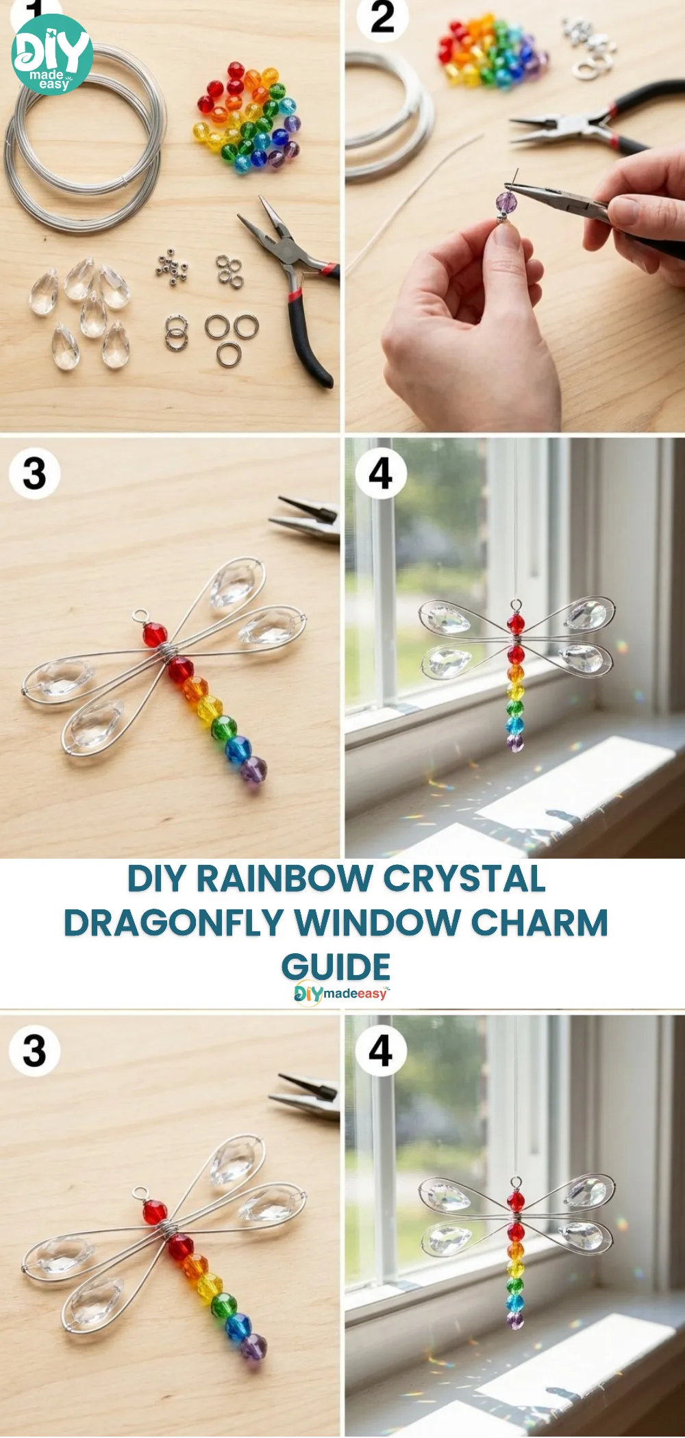 DIY Rainbow Crystal Dragonfly Window Charm Guide
