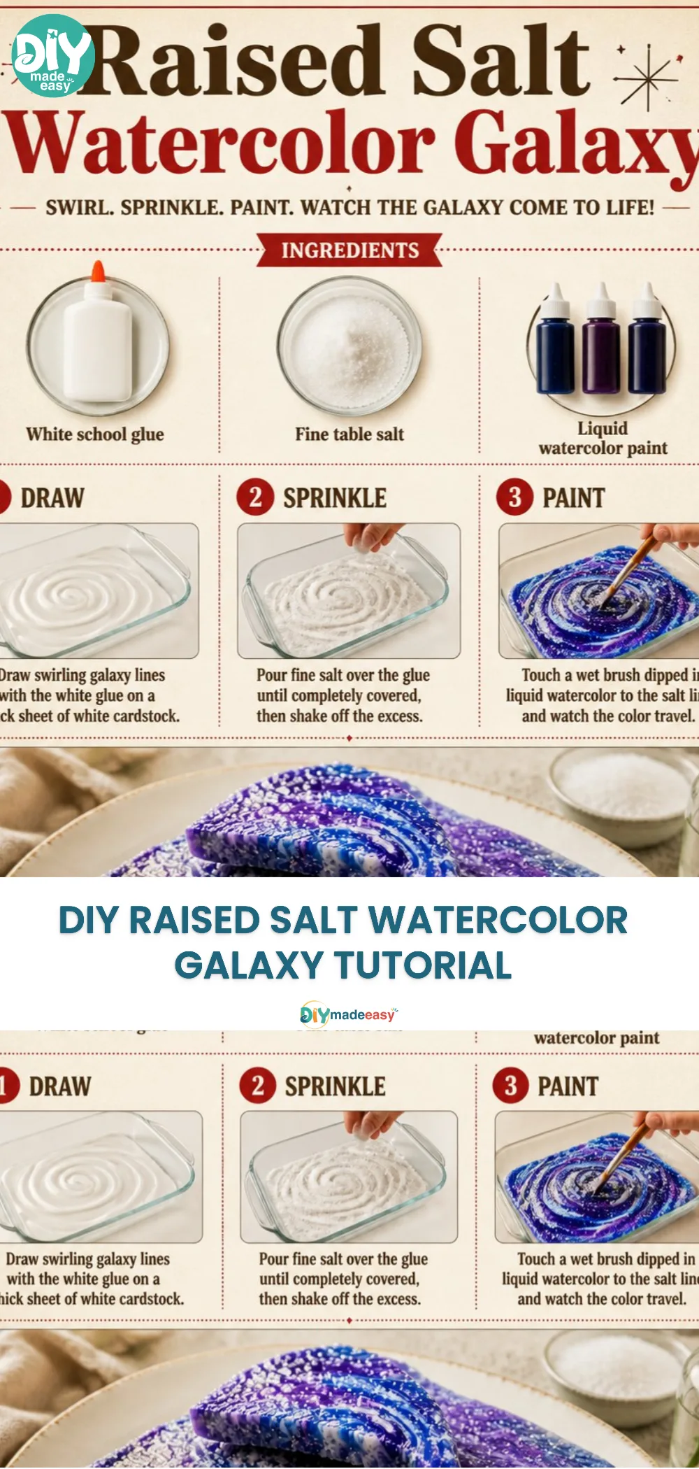 DIY Raised Salt Watercolor Galaxy Tutorial