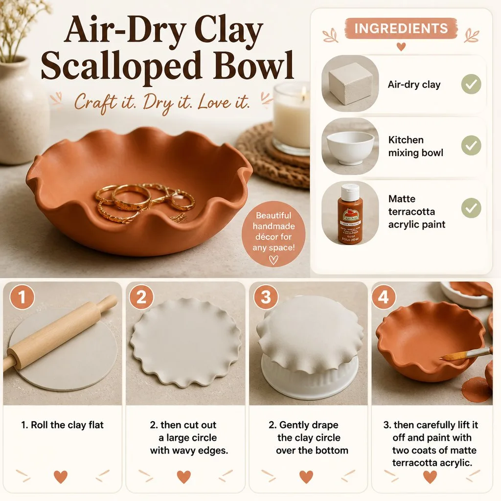 DIY Scalloped Bowl Using Air-Dry Clay 4 How to Make a Scalloped Bowl with Air-Dry Clay