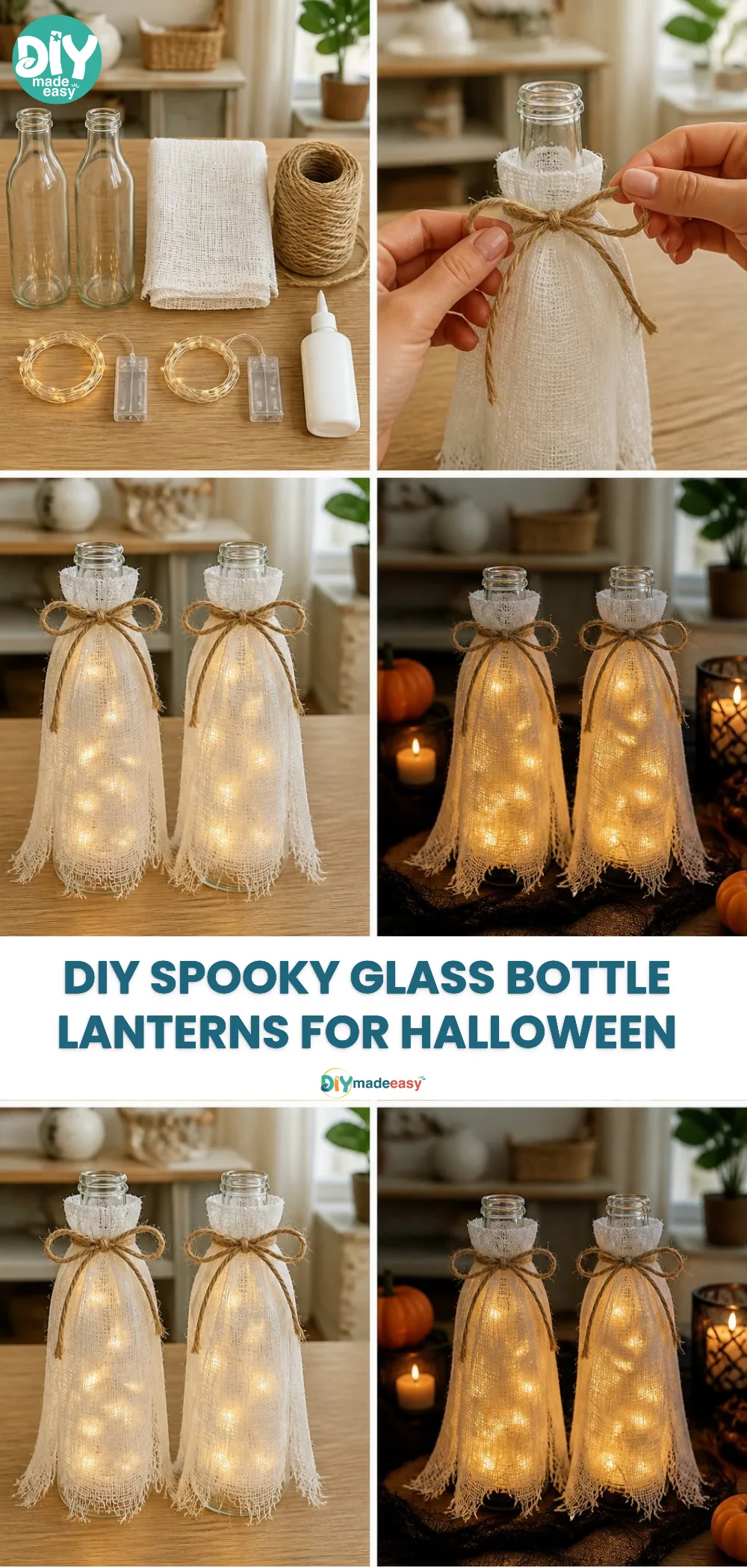DIY Spooky Glass Bottle Lanterns for Halloween