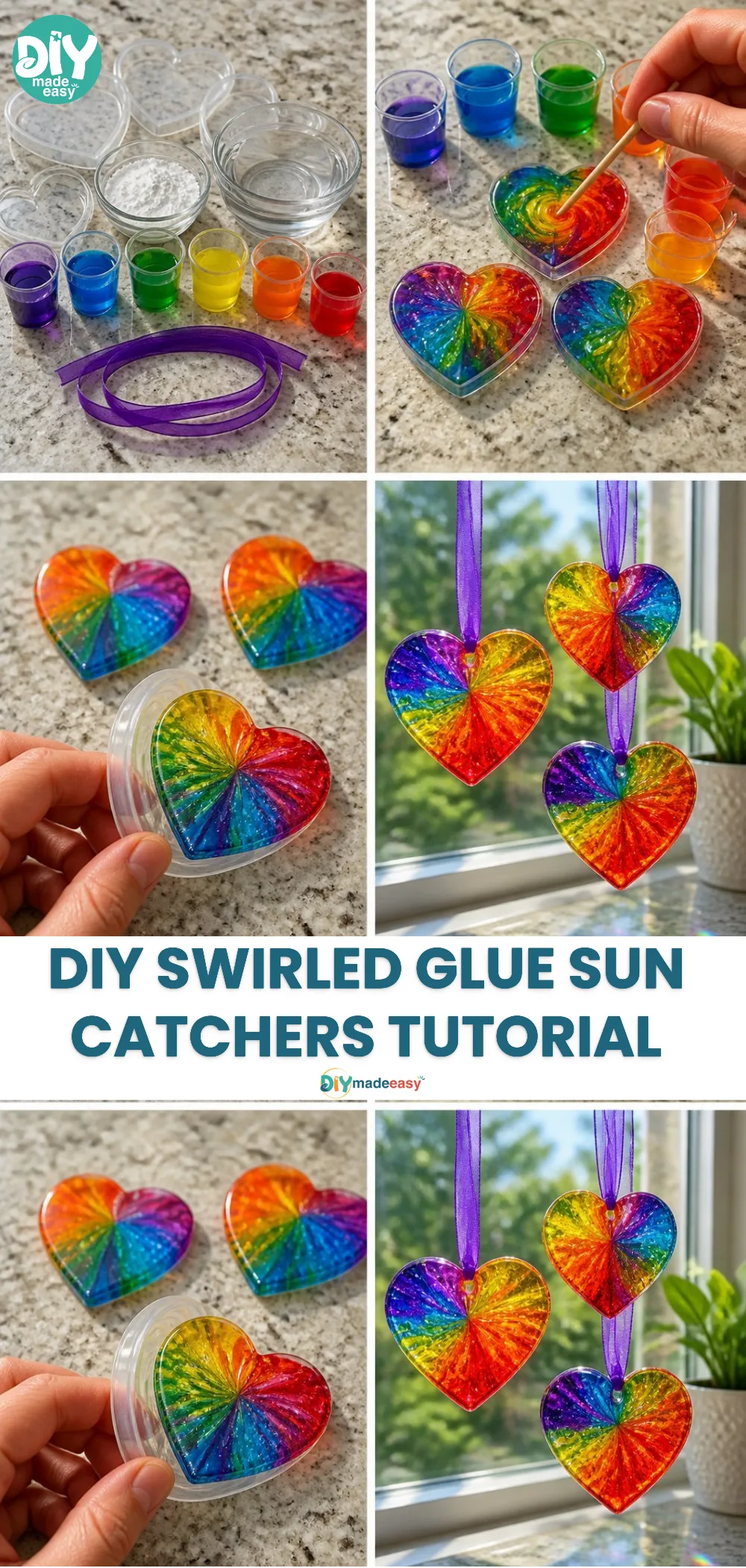 DIY Swirled Glue Sun Catchers Tutorial