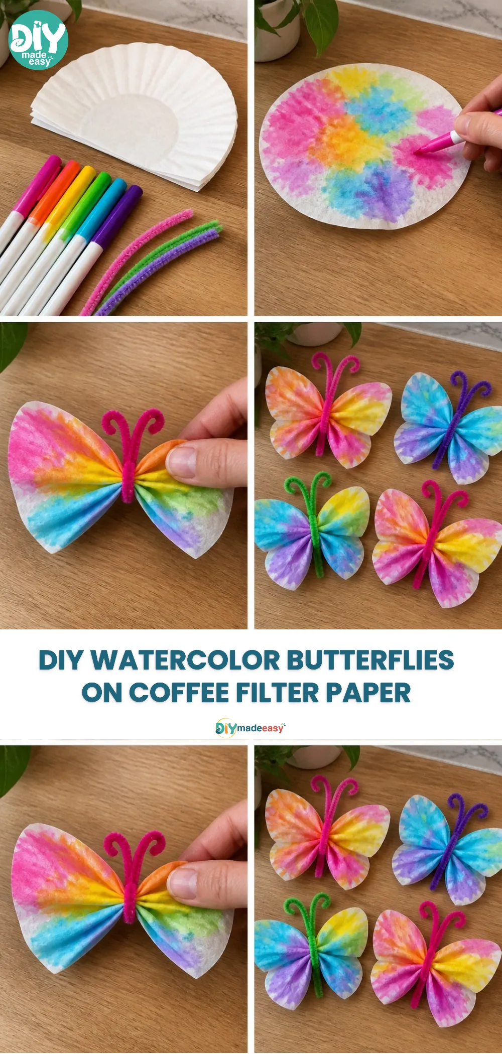 DIY Watercolor Butterflies on Coffee Filter Paper