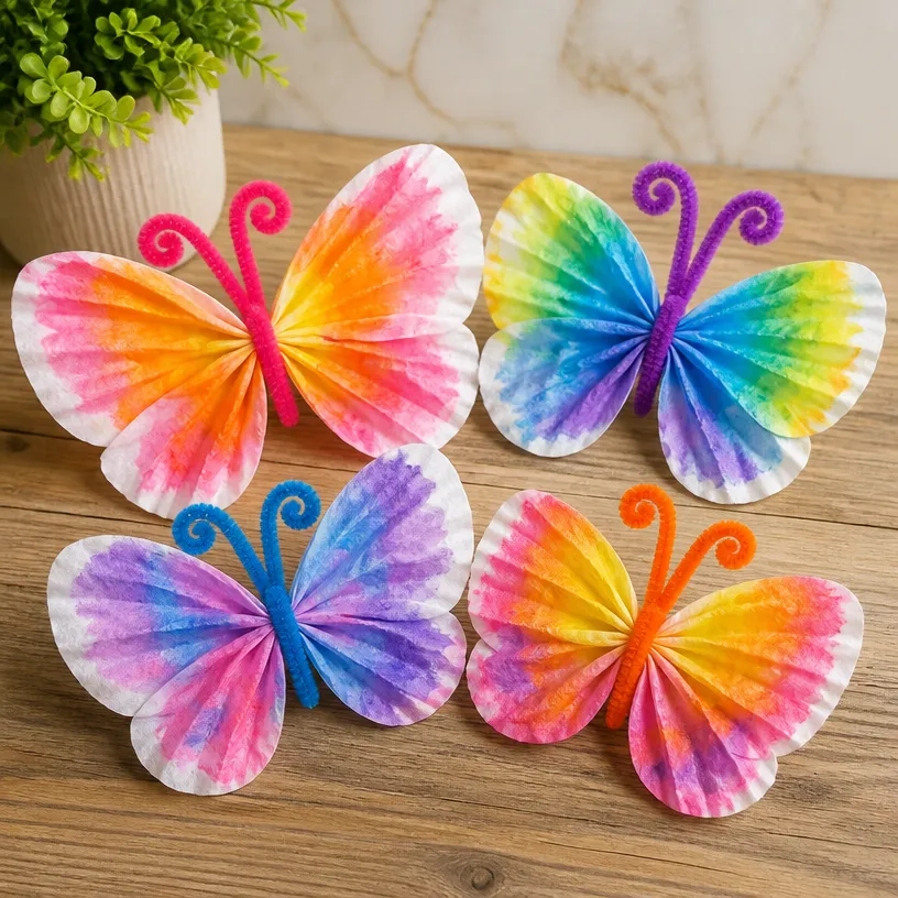 DIY Watercolor Butterflies on Coffee Filter Paper 20 Watercolor Coffee Filter Butterflies