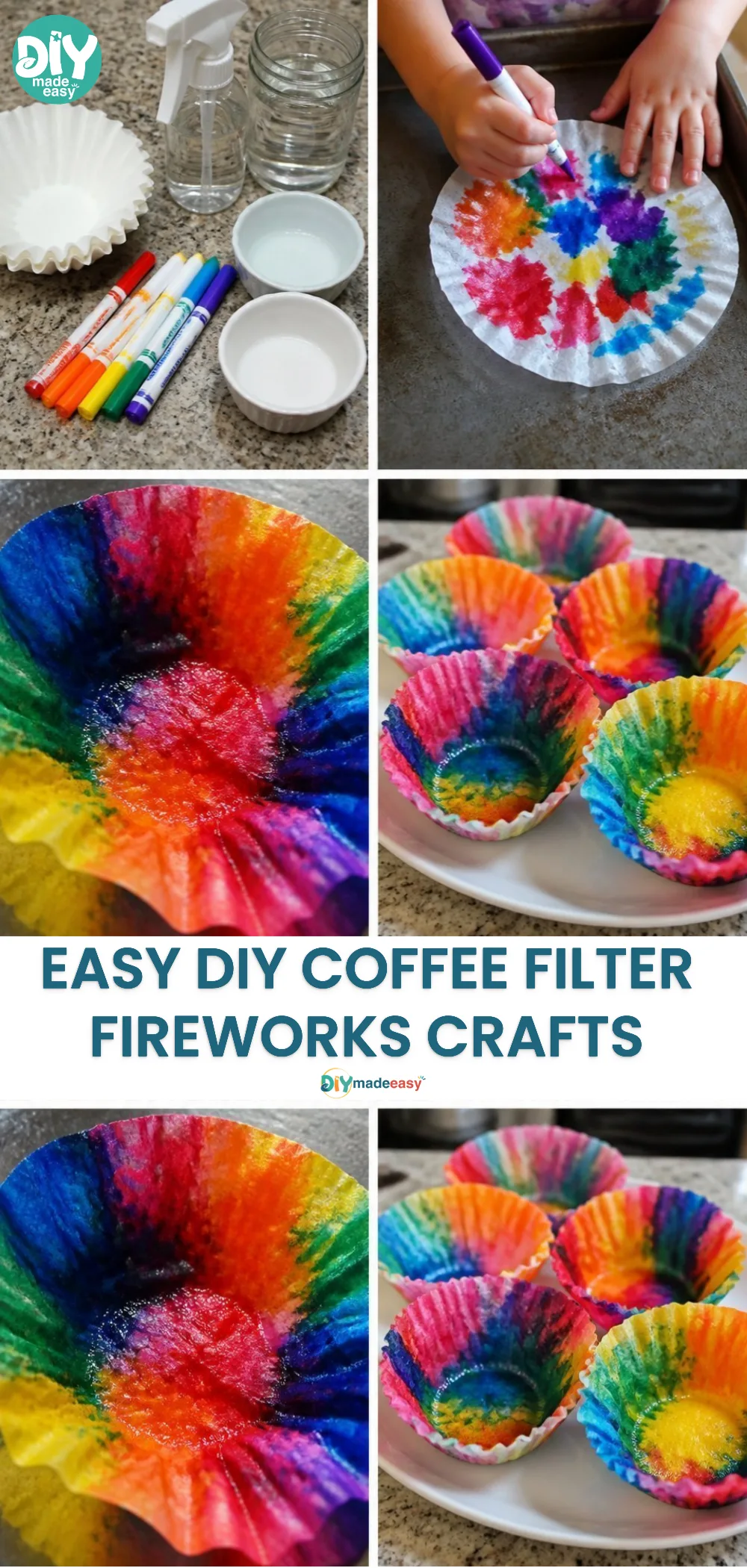 Easy DIY Coffee Filter Fireworks Crafts