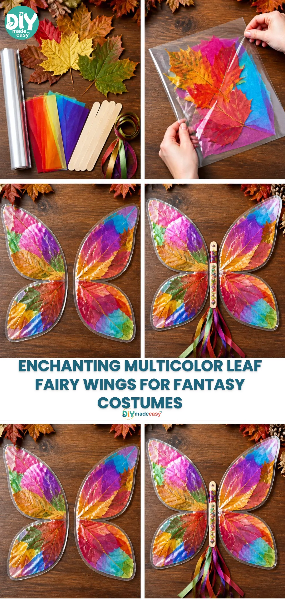 Enchanting Multicolor Leaf Fairy Wings for Fantasy Costumes