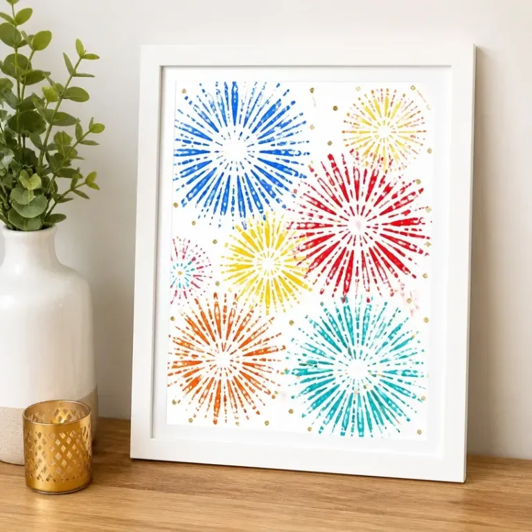Firework-inspired art prints with swatter motifs for modern wall decor