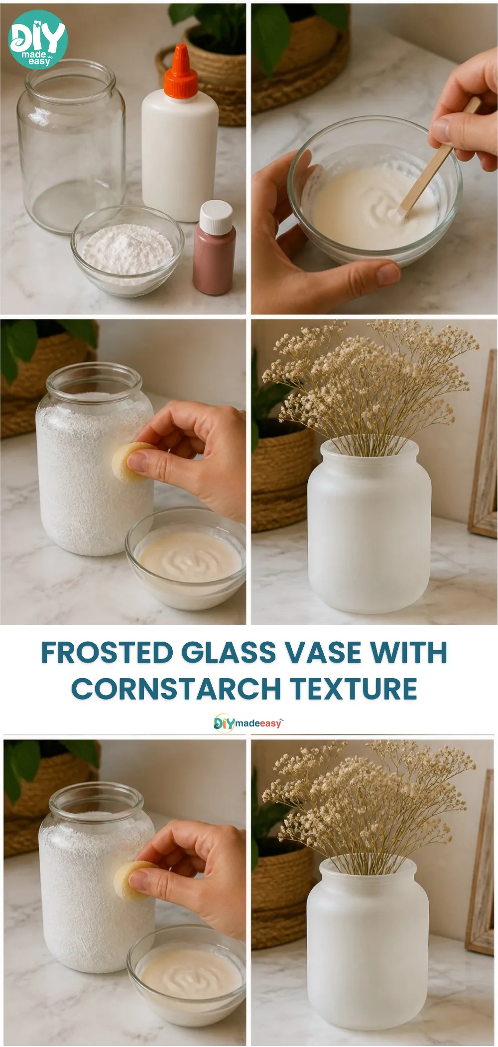 Frosted Glass Vase with Cornstarch Texture
