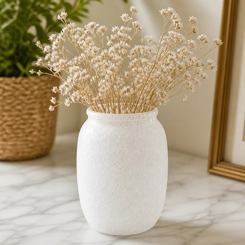 Frosted Glass Vase with Cornstarch Texture 22 Frosted Cornstarch Glass Vase