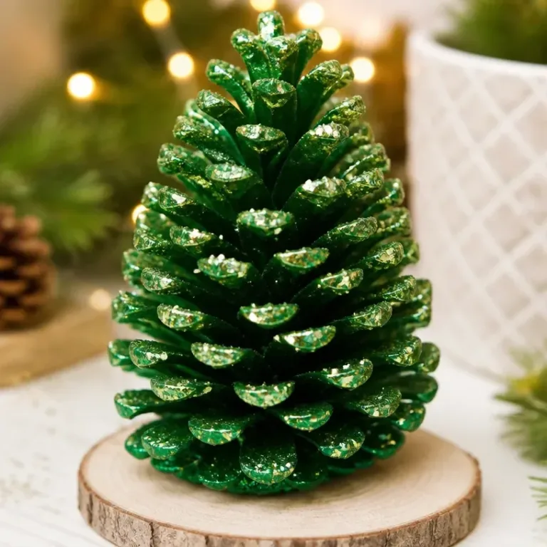 Stylish green crystal pine cone decor ideas for home decoration.