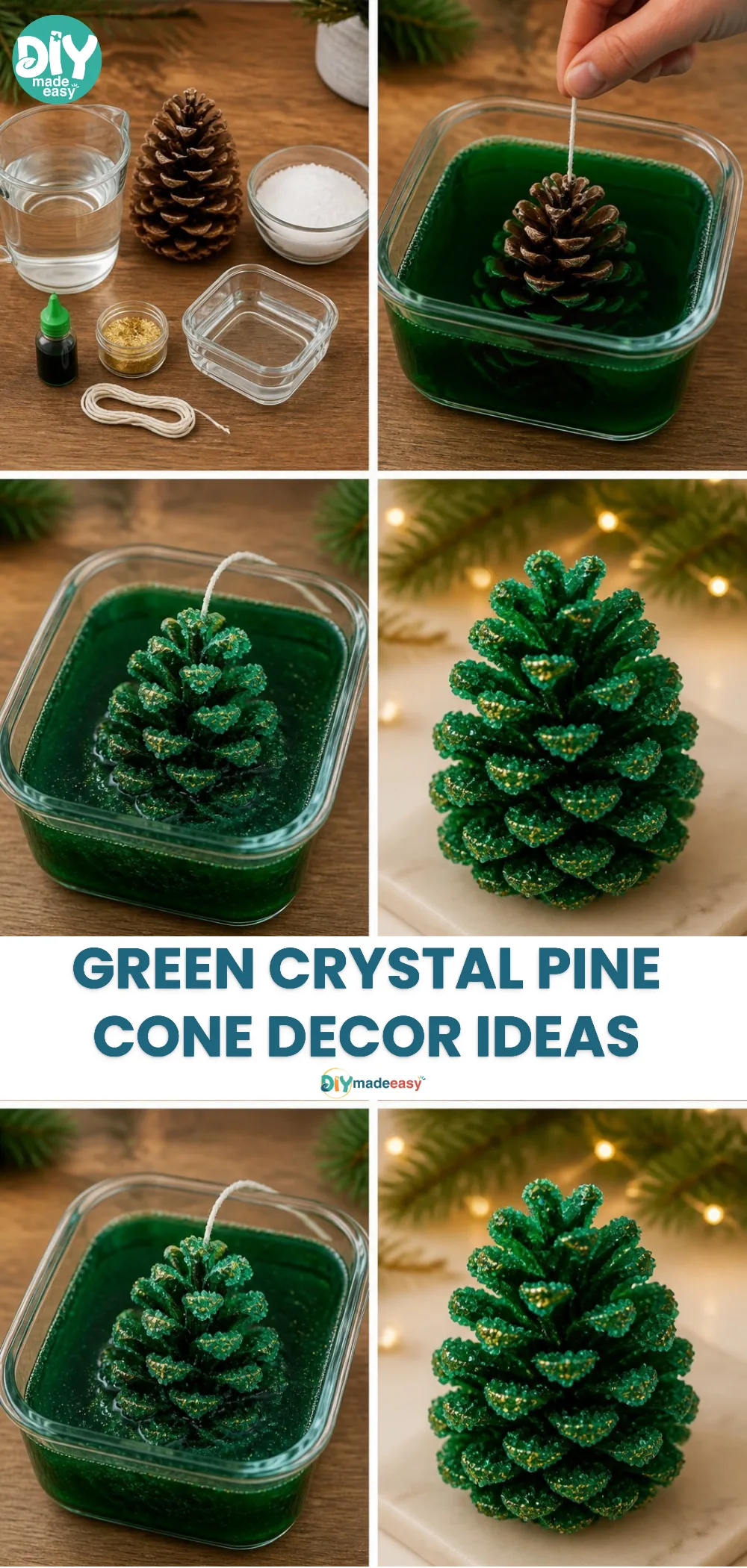 Green Crystal Pine Cone Decor Ideas