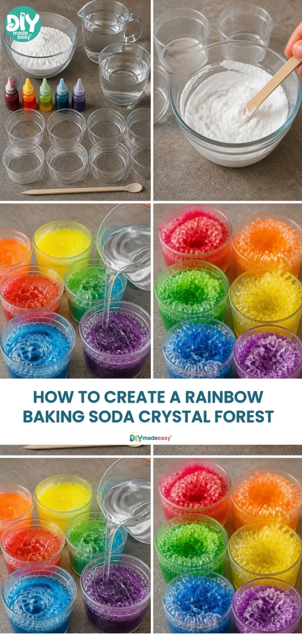 How to Create a Rainbow Baking Soda Crystal Forest