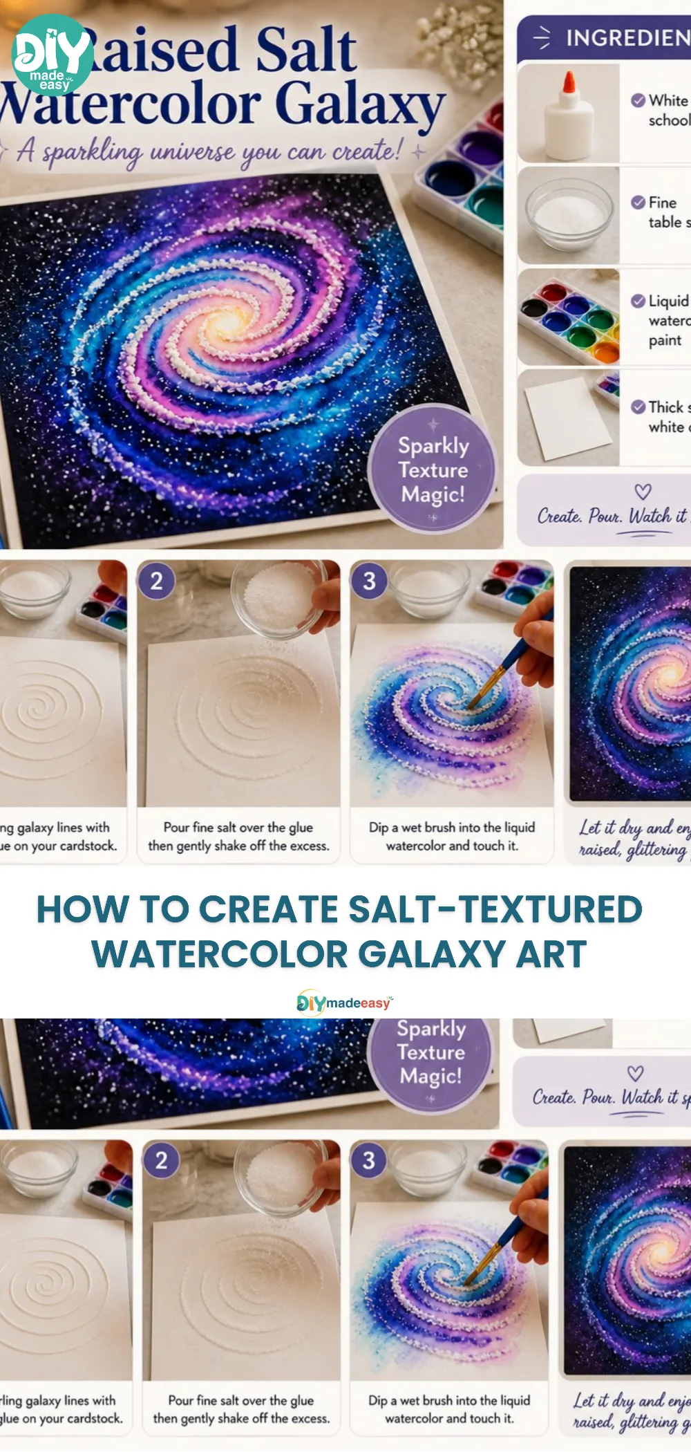 How to Create Salt-Textured Watercolor Galaxy Art