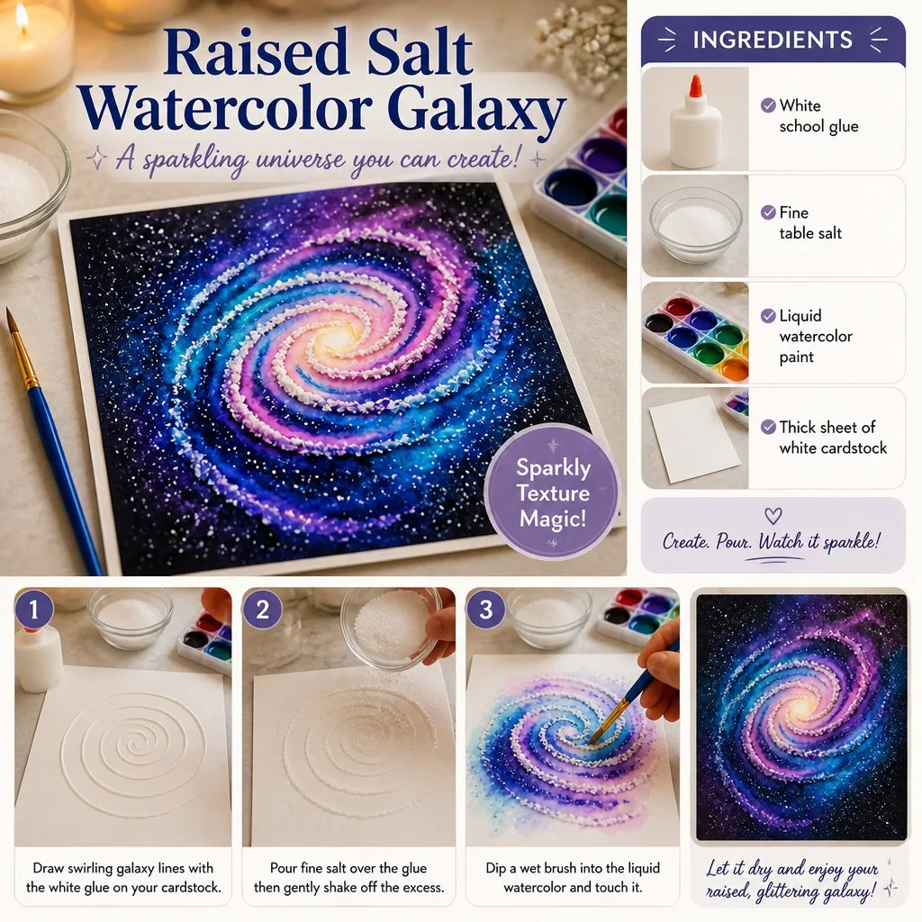 Salt-Textured Watercolor Galaxy Art Tutorial
