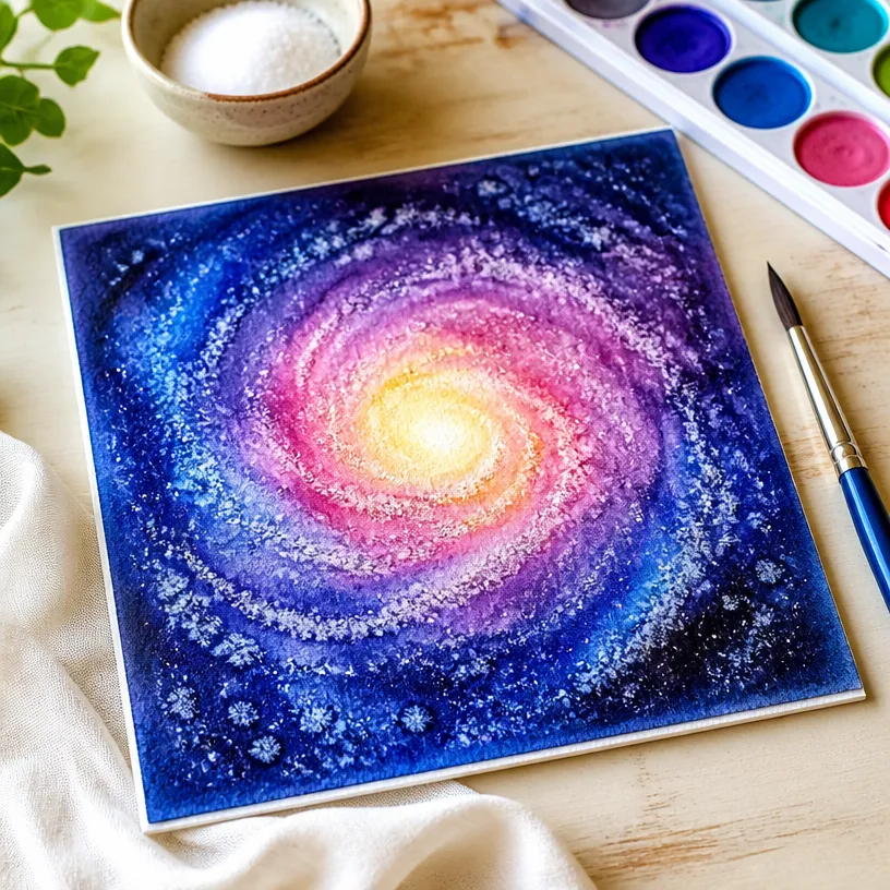 Salt-Textured Watercolor Galaxy Art Tutorial