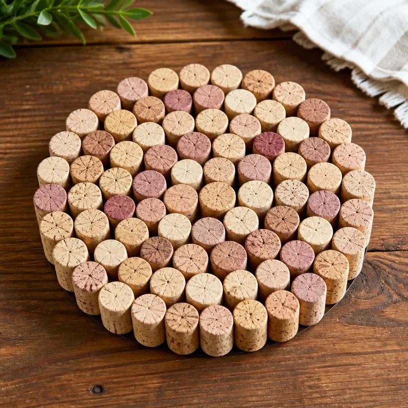 DIY wine cork trivet made from recycled corks for home decor