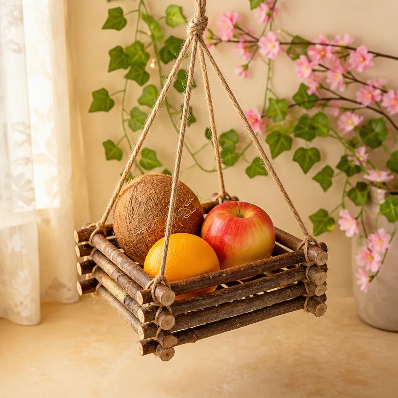 Make a Fruit Basket from Tree Branches - DIY Decor Idea