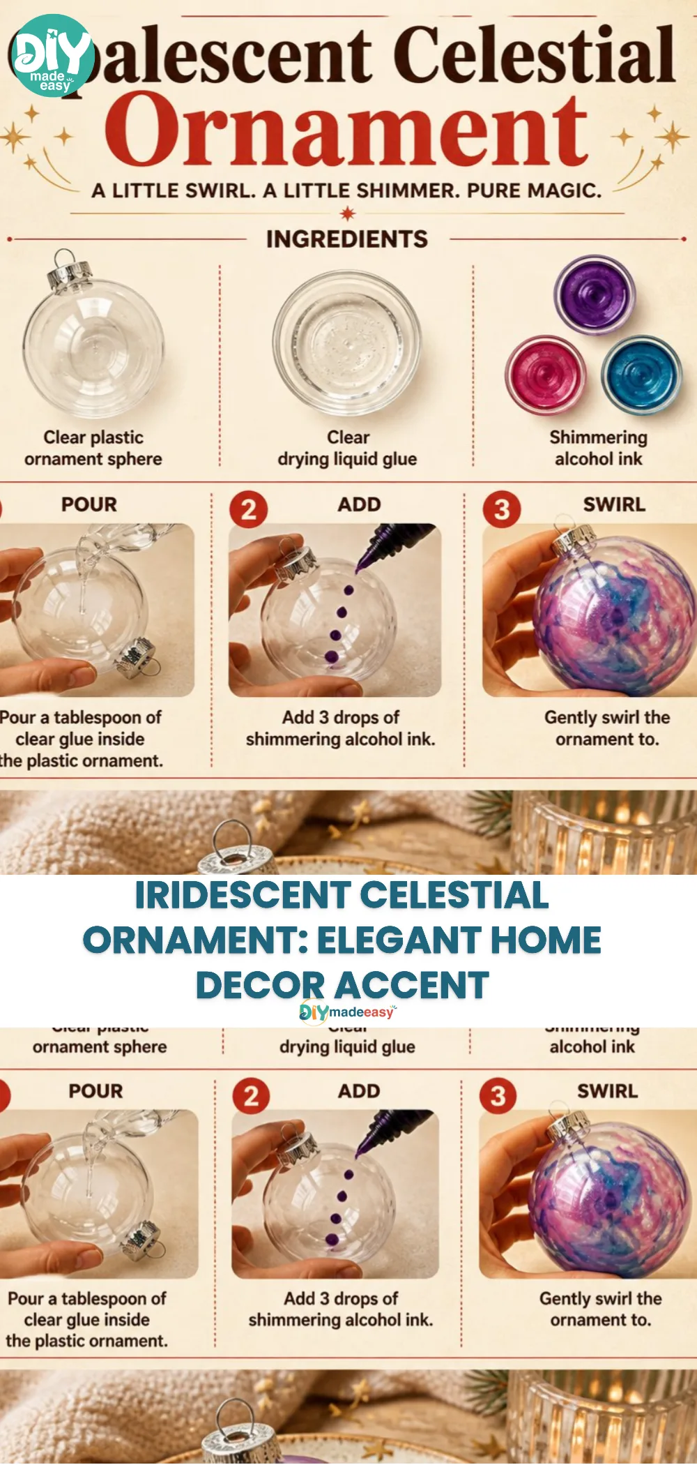 Iridescent Celestial Ornament: Elegant Home Decor Accent