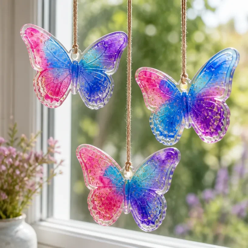 DIY marble-effect butterfly suncatchers for vibrant window decor