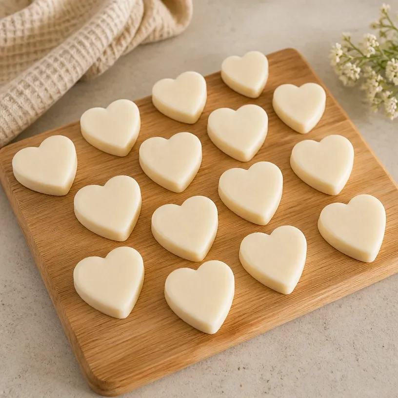 Milky cornstarch hearts for crafts and treats