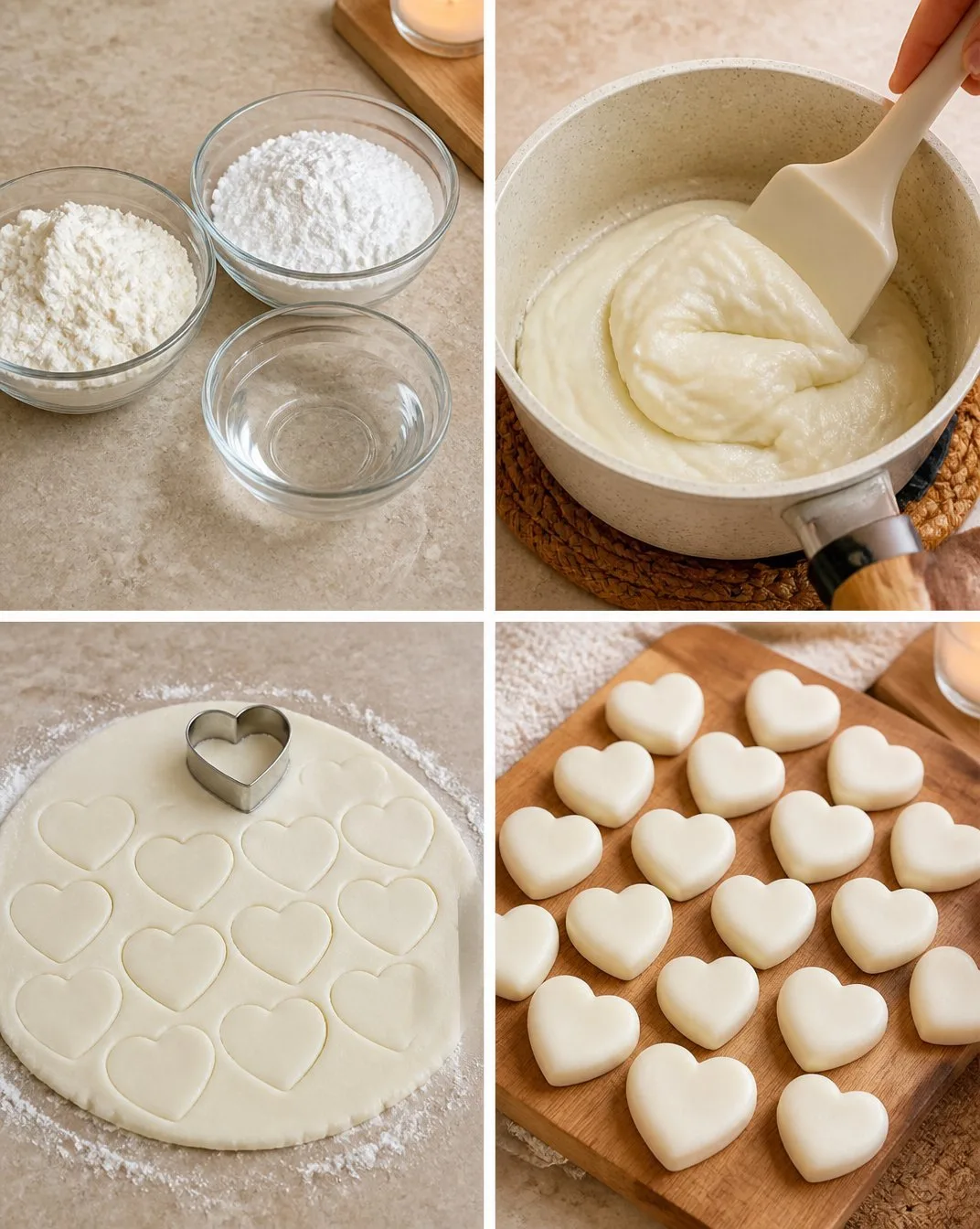 Milky Cornstarch Hearts 3 Milky Cornstarch Hearts