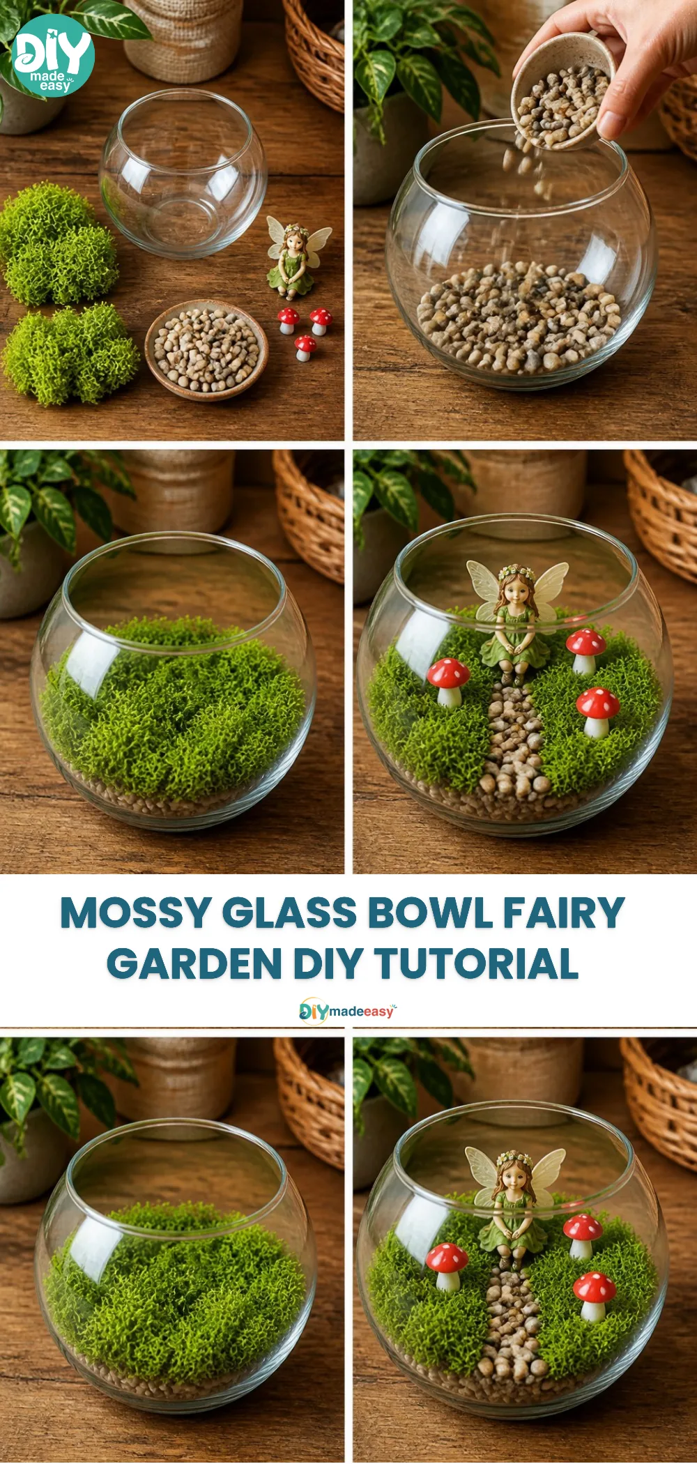 Mossy Glass Bowl Fairy Garden DIY Tutorial