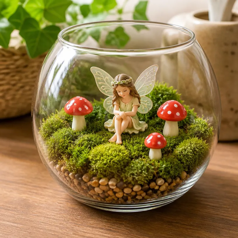 Mossy Glass Bowl Fairy Garden DIY Tutorial 20 DIY Glass Bowl Fairy Garden with Moss