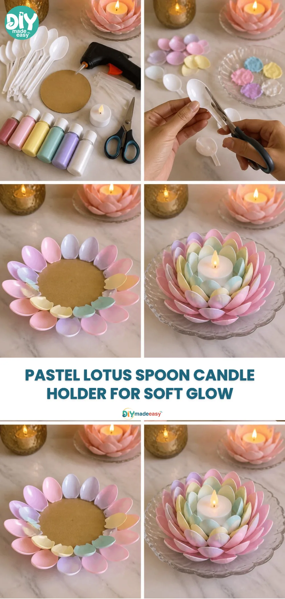 Pastel Lotus Spoon Candle Holder for Soft Glow