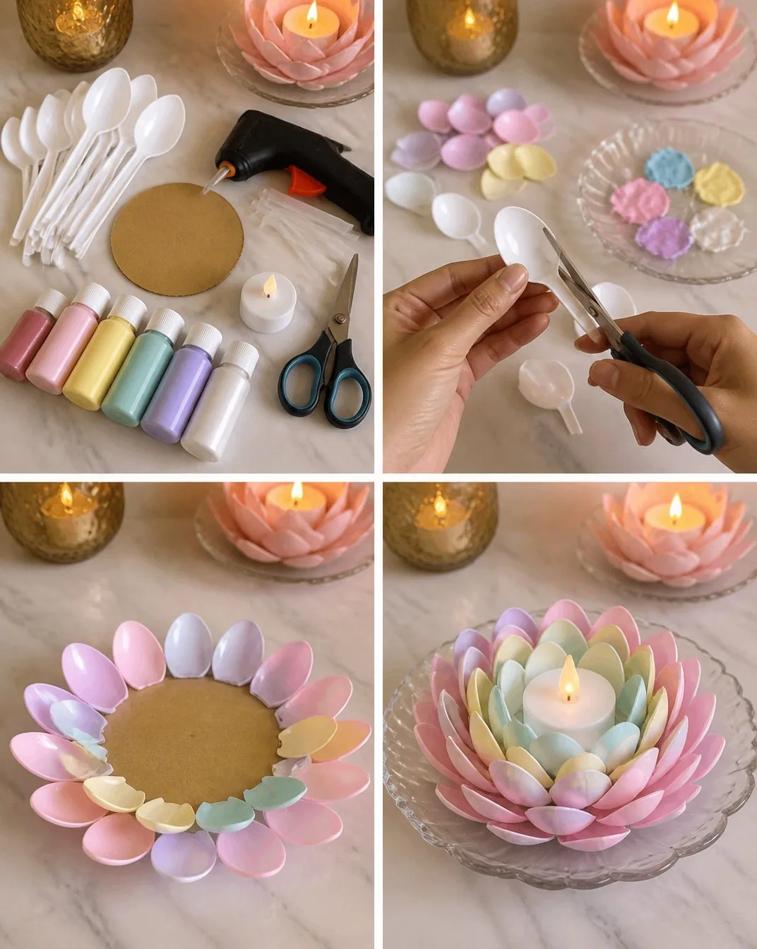 Pastel Spoon Lotus Candle Holder For Easy Glow