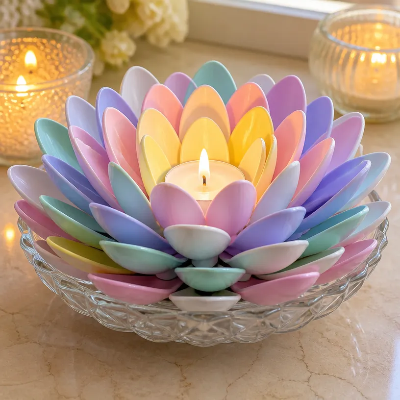 Pastel Spoon Lotus Candle Holder For Easy Glow