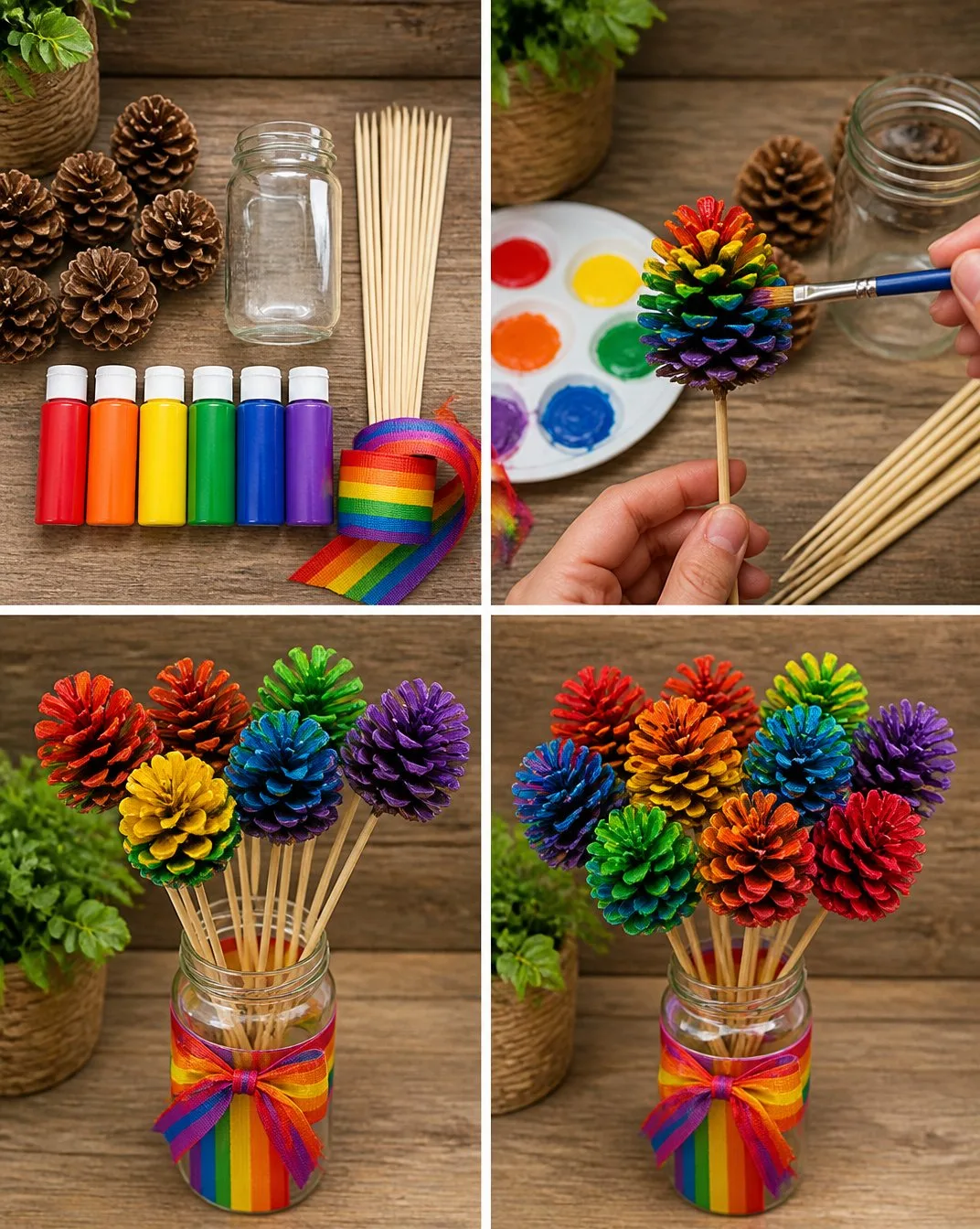 Rainbow-Inspired Pinecone Floral Arrangement Ideas 24 Rainbow-Inspired Pinecone Floral Arrangement