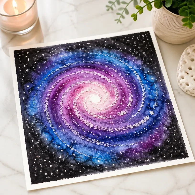Salt-Raised Watercolor Galaxy Tutorial Step-by-Step Guide