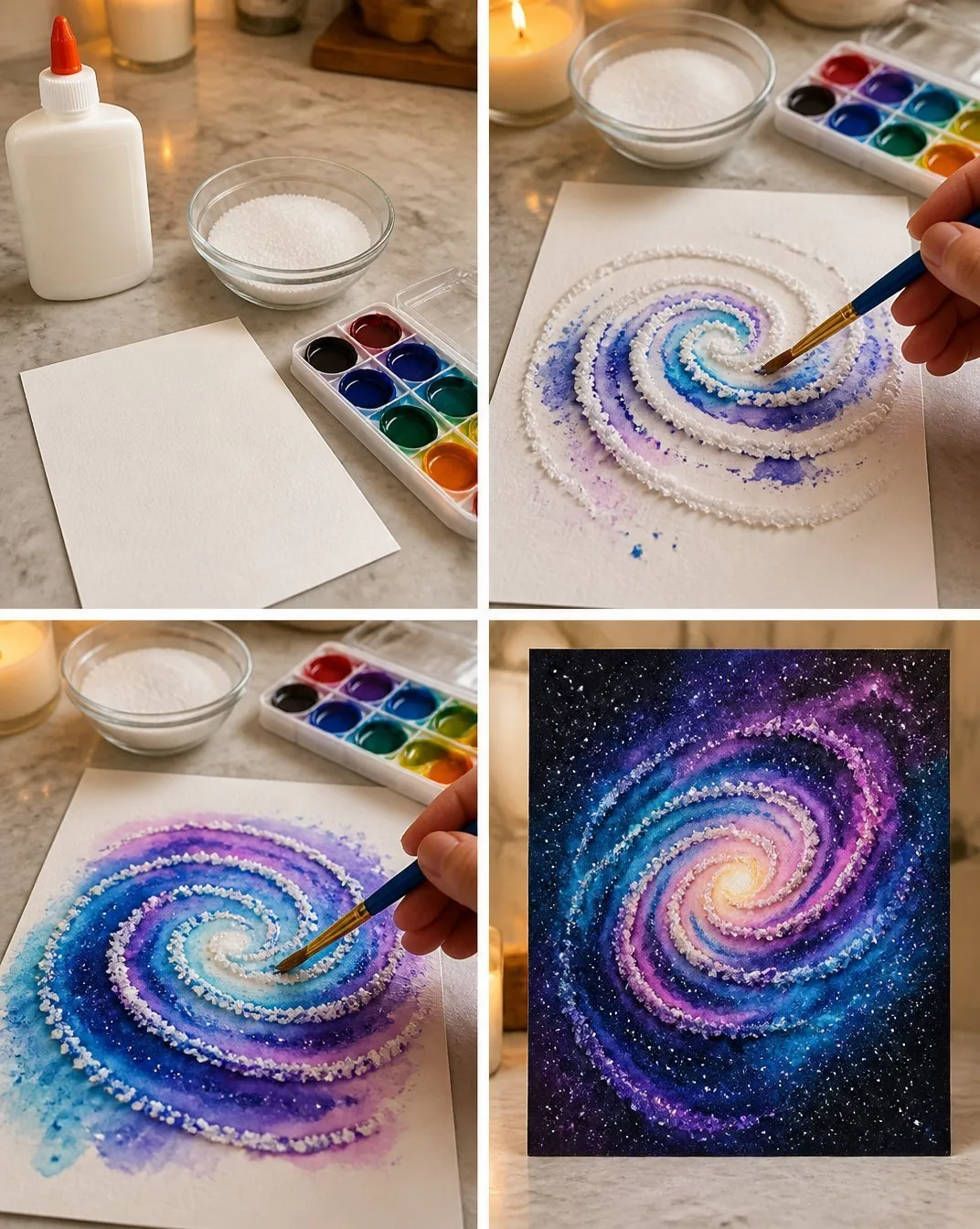 Salt-Raised Watercolor Galaxy Tutorial: A Step-by-Step Guide 3 Salt-Raised Watercolor Galaxy: Step-by-Step Tutorial