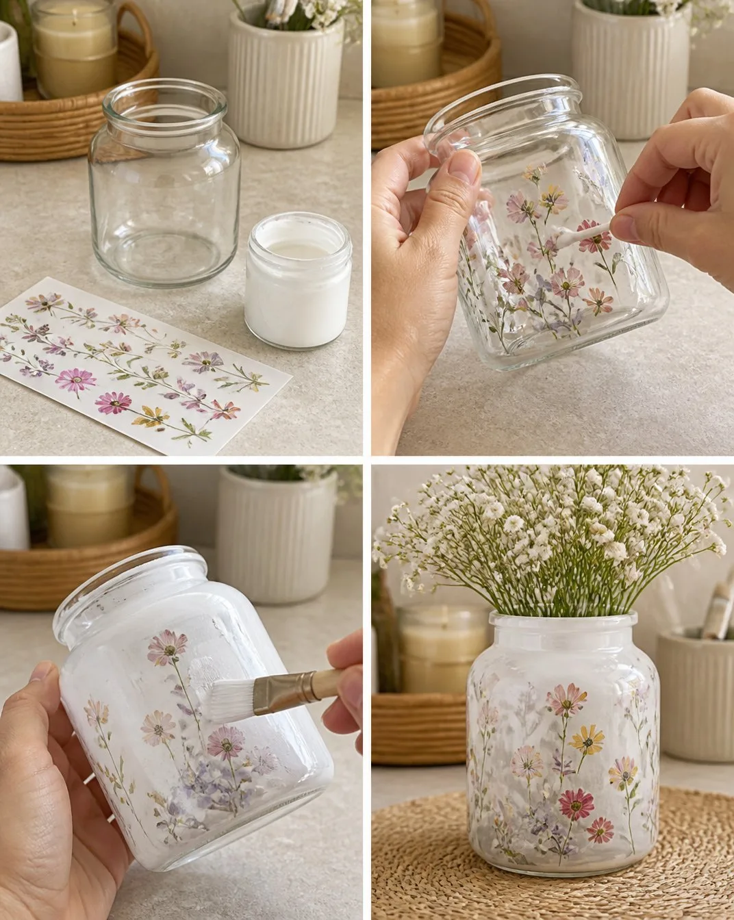 Upcycled Glass Vase with Reverse Decoupage Technique 22 Reverse-Decoupage Glass Vase
