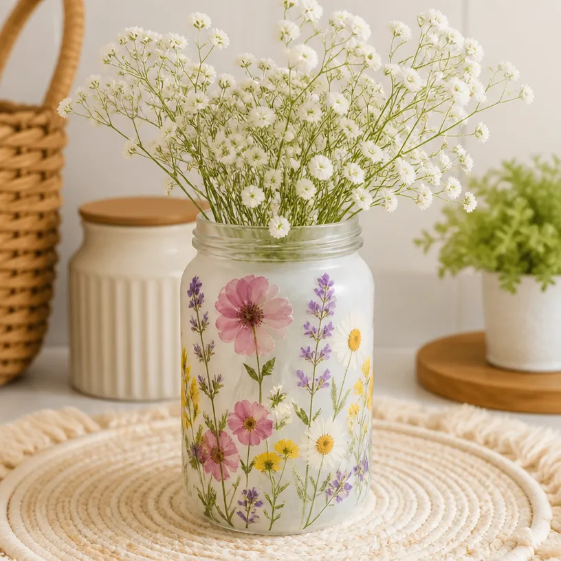 Upcycled Glass Vase with Reverse Decoupage Technique 23 Reverse-Decoupage Glass Vase